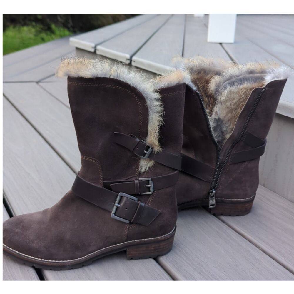 Andrew Marc Hudson brown Suede Buckle boots 6.5  Size 6 1/2